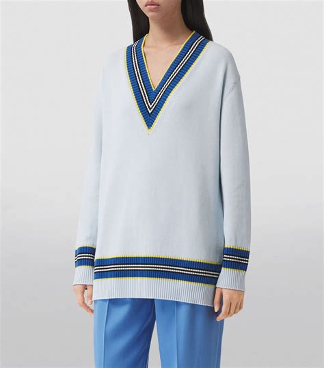 Womens Burberry blue Cotton Cricket Sweater 